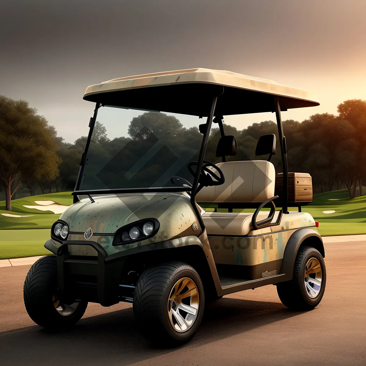 Picture of Golf Car on Green Field