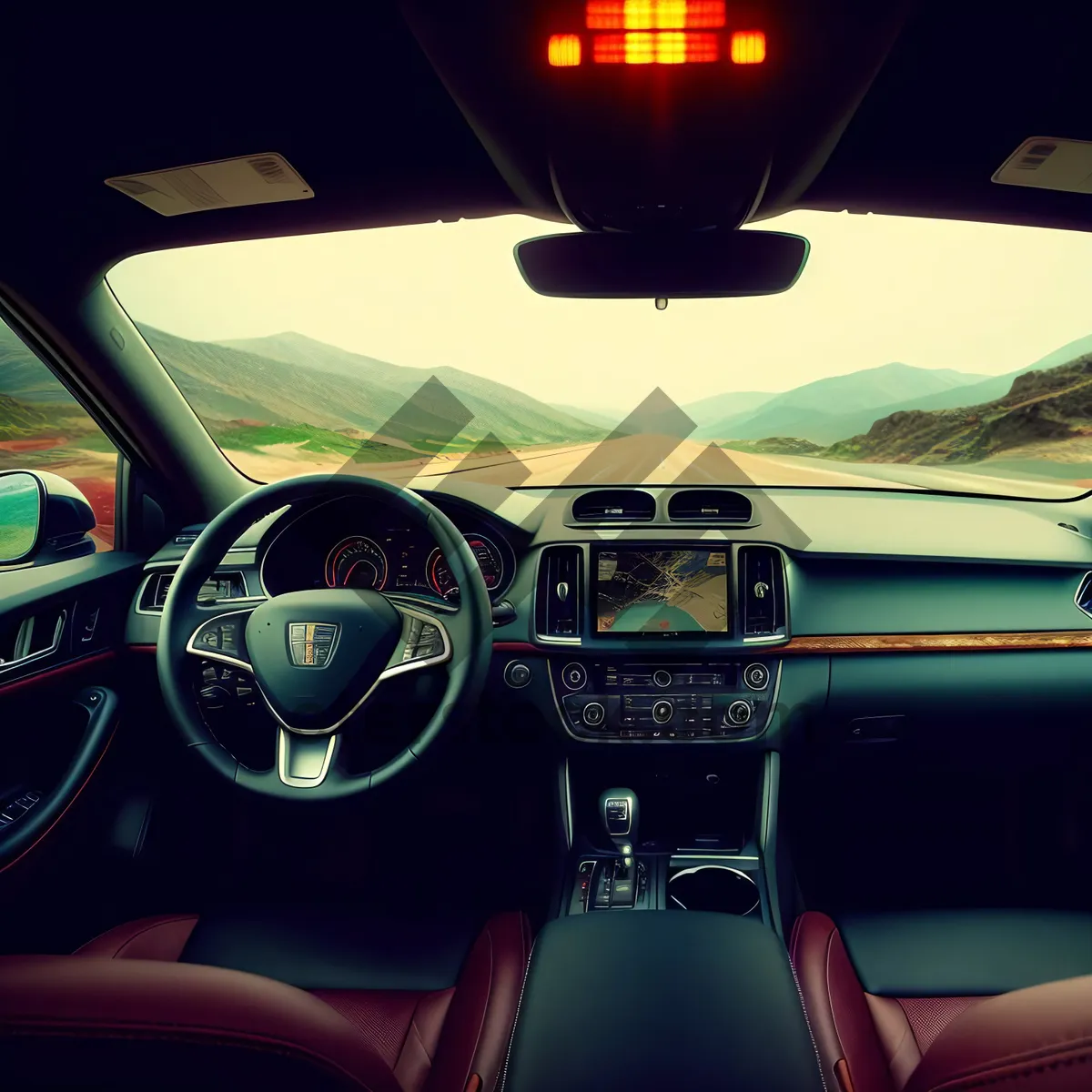 Picture of Modern Car Cockpit with Advanced Dashboard