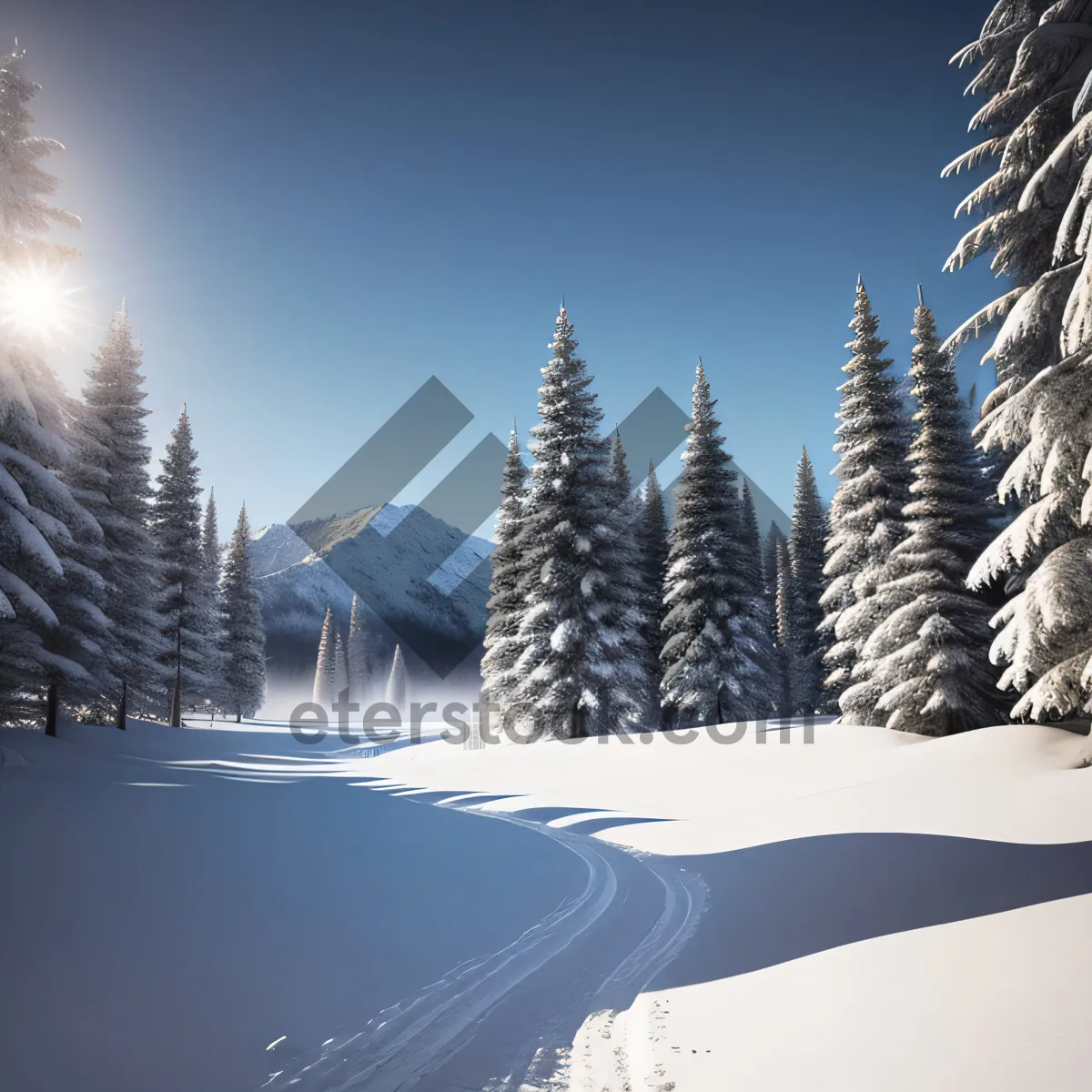 Picture of Snow-Crowned Majesty: A Breathtaking Mountain Landscape in Winter