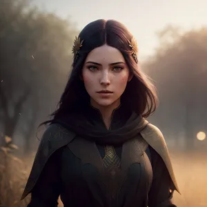 Cute Smiling Lady with Attractive Black Hair