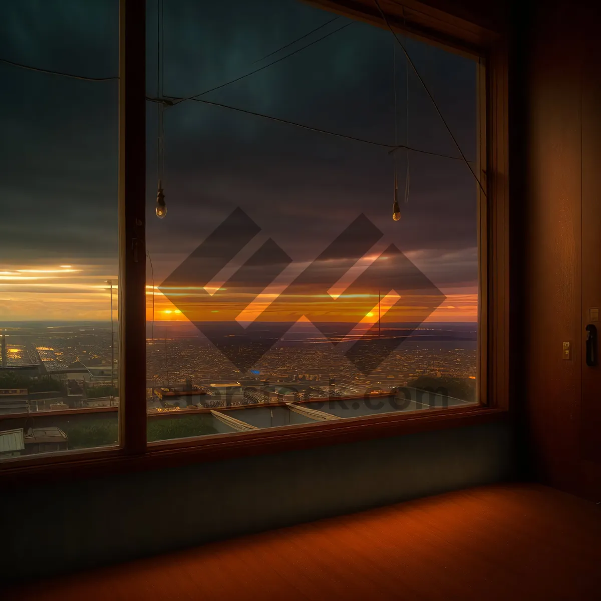 Picture of Modern Sliding Door with Sunset Reflection