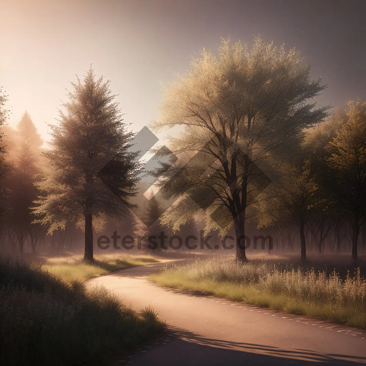 Picture of Idyllic Autumn Sunset Over Scenic Countryside