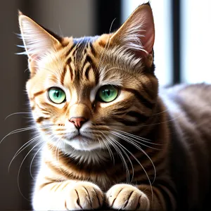 Adorable Domestic Tabby Kitty with Beautiful Eyes