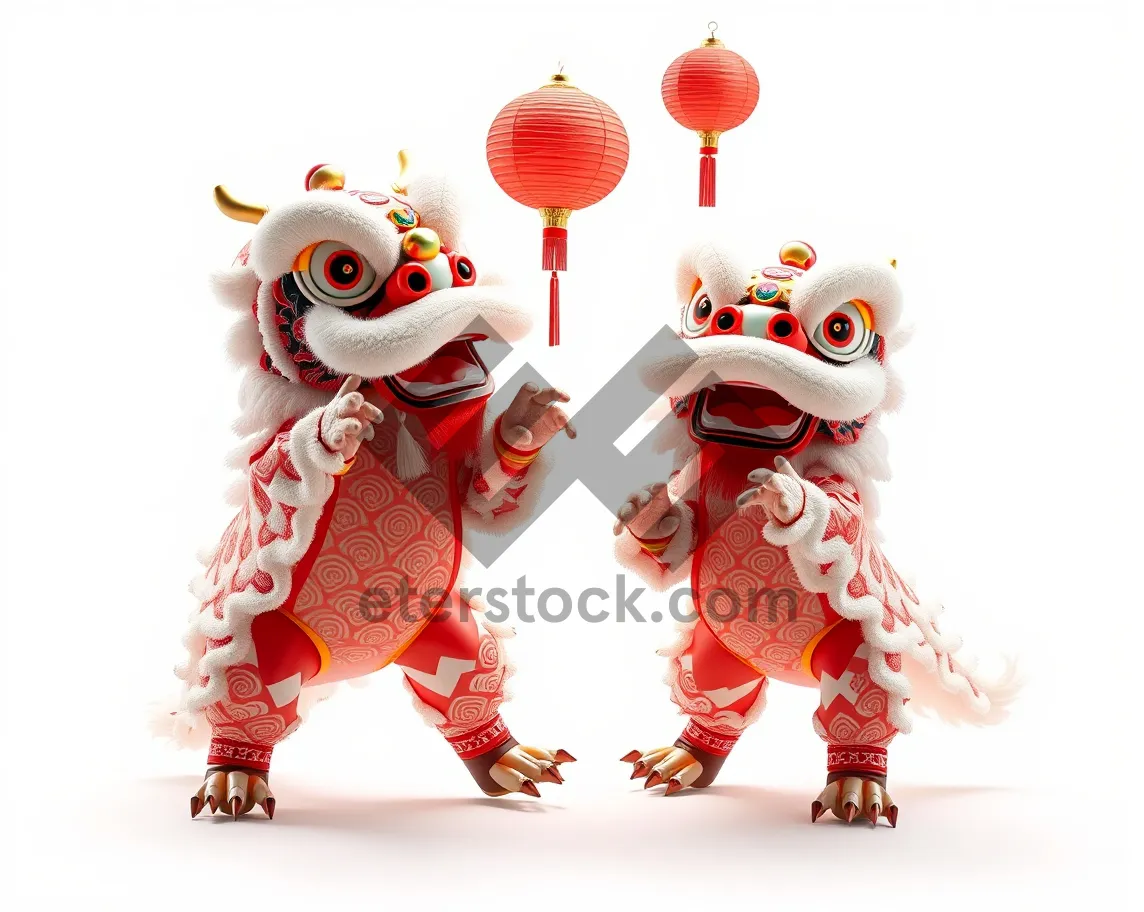 Picture of Cartoon Snowman Celebrating Holiday with Holly Figure