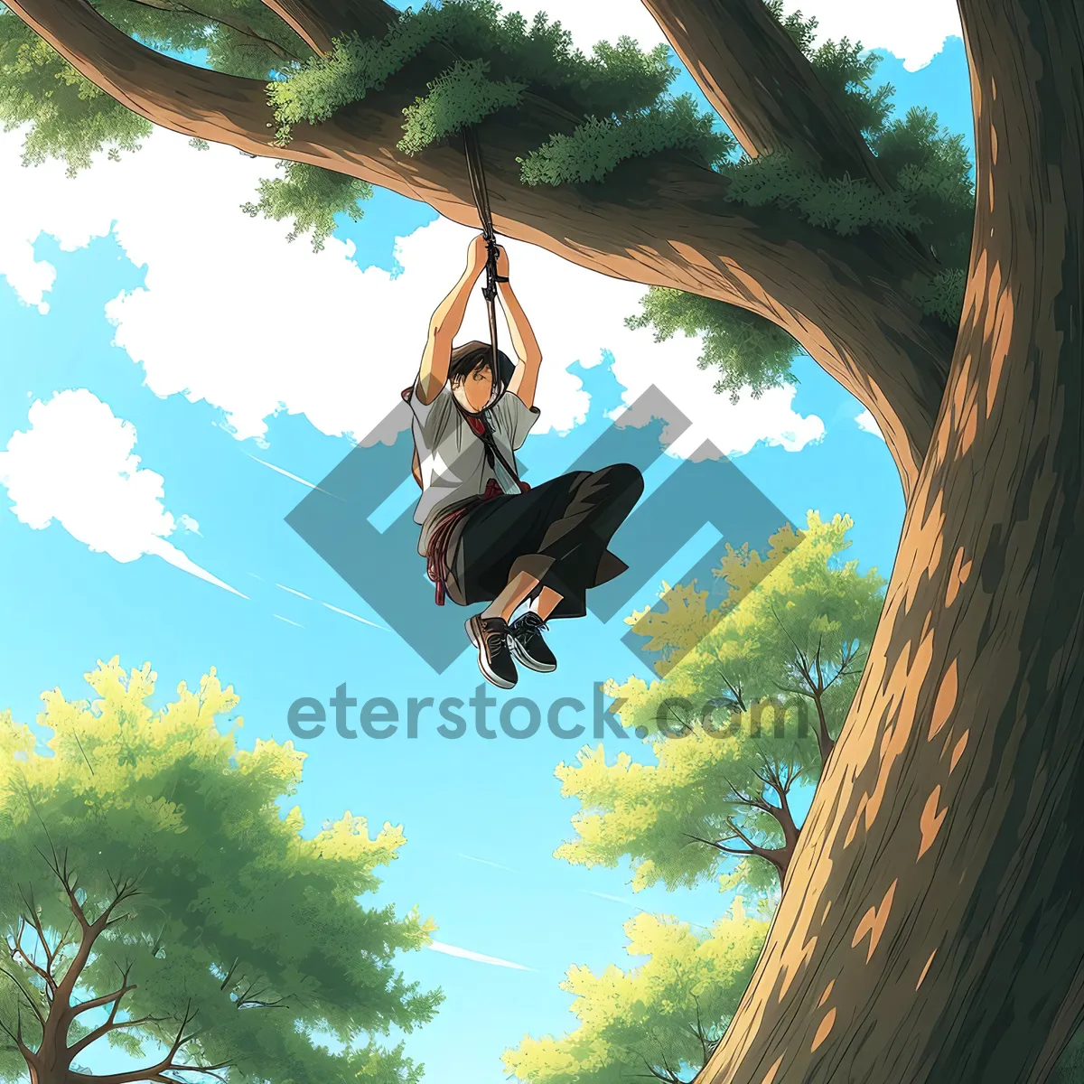 Picture of Serene Summer Swing Amongst Woody Trees