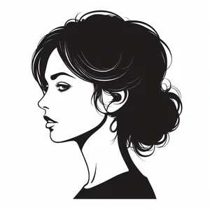 Black hair fashion cartoon clip art drawing design