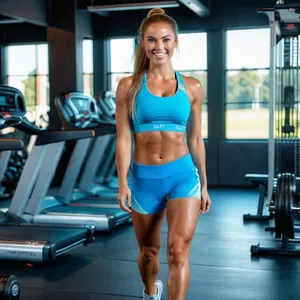 Attractive adult man smiling with gym equipment