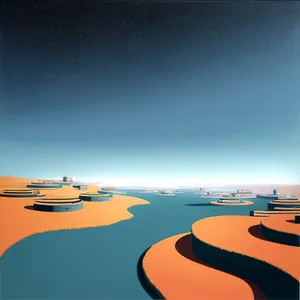 Golden Horizon: Sun setting over a sandy beach