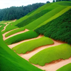 Vibrant Golf Course Surrounded by Lush Landscape