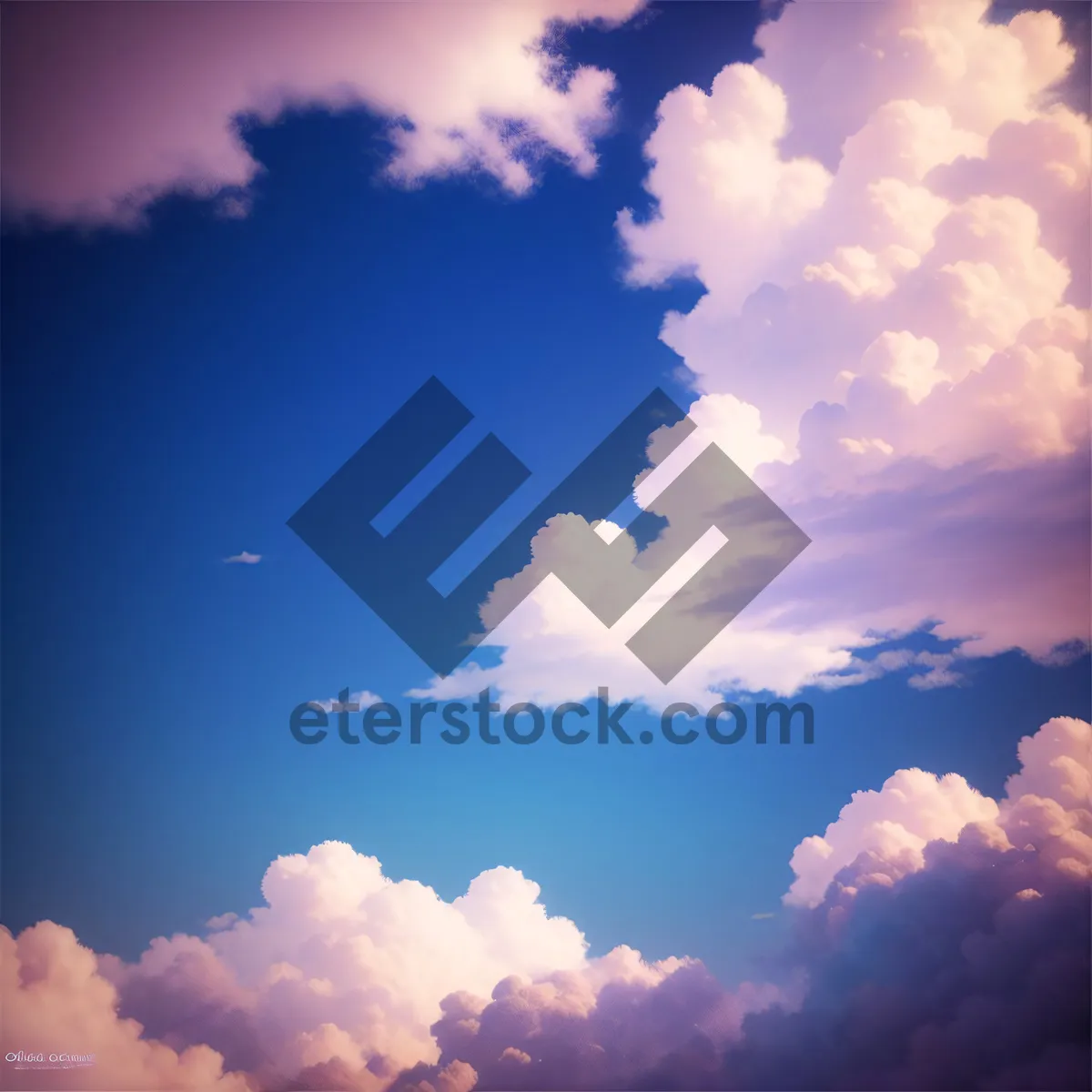 Picture of Scenic Spring Sky: Bright Azure Clouds and Sunshine