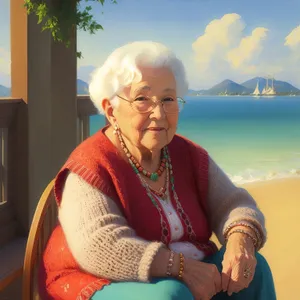 Senior couple smiling on beach vacation