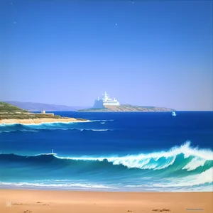 Tranquil Waves Caress Sandy Shoreline