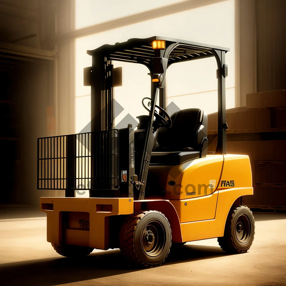 Picture of Industrial Cargo Forklift Truck in Warehouse