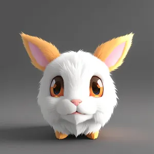 Fluffy White Bunny with Adorable Ears