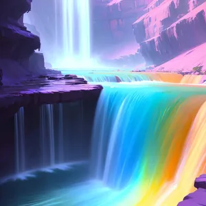 Majestic Flowing Waterfall in Colorful Canyon