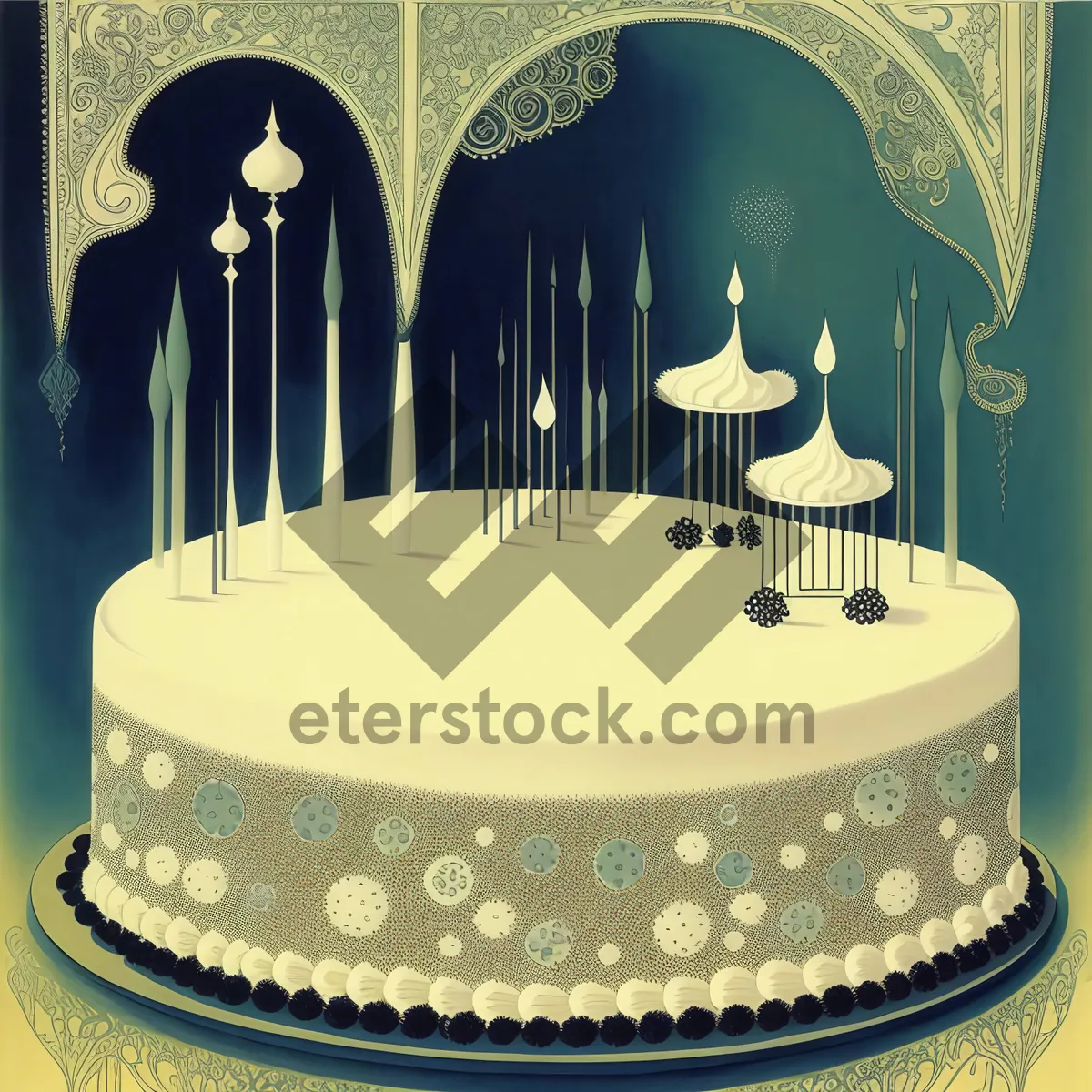 Picture of Polka Dot Cake Design on Decorative Tray.