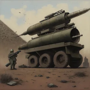 High-angle Gun Cannon in Military Battle