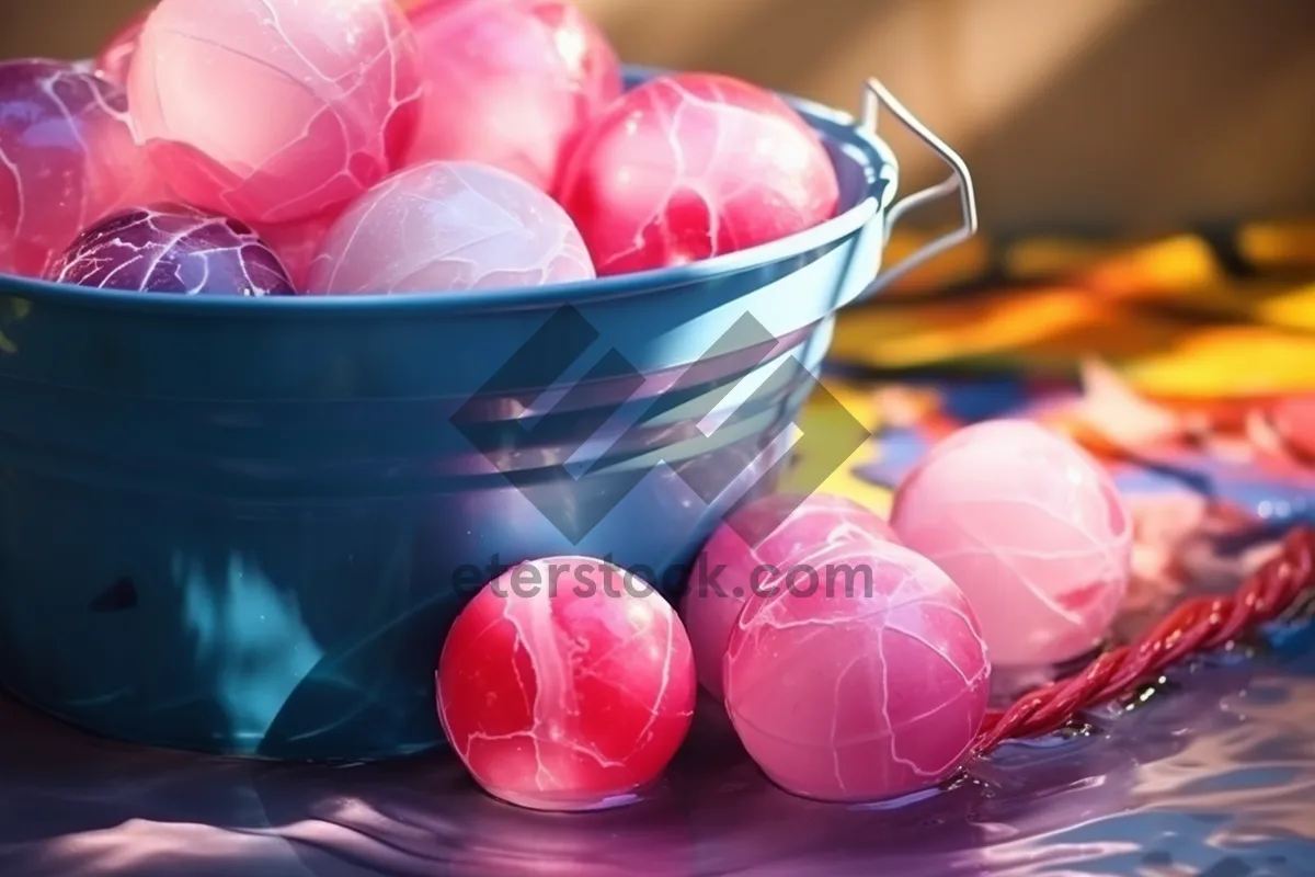 Picture of Colorful Egg and Radish Celebration on Pink Plate