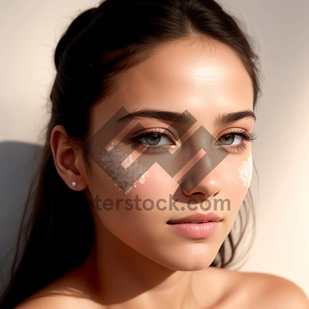 Picture of Beautiful Brunette with Attractive Makeup and Sensual Look