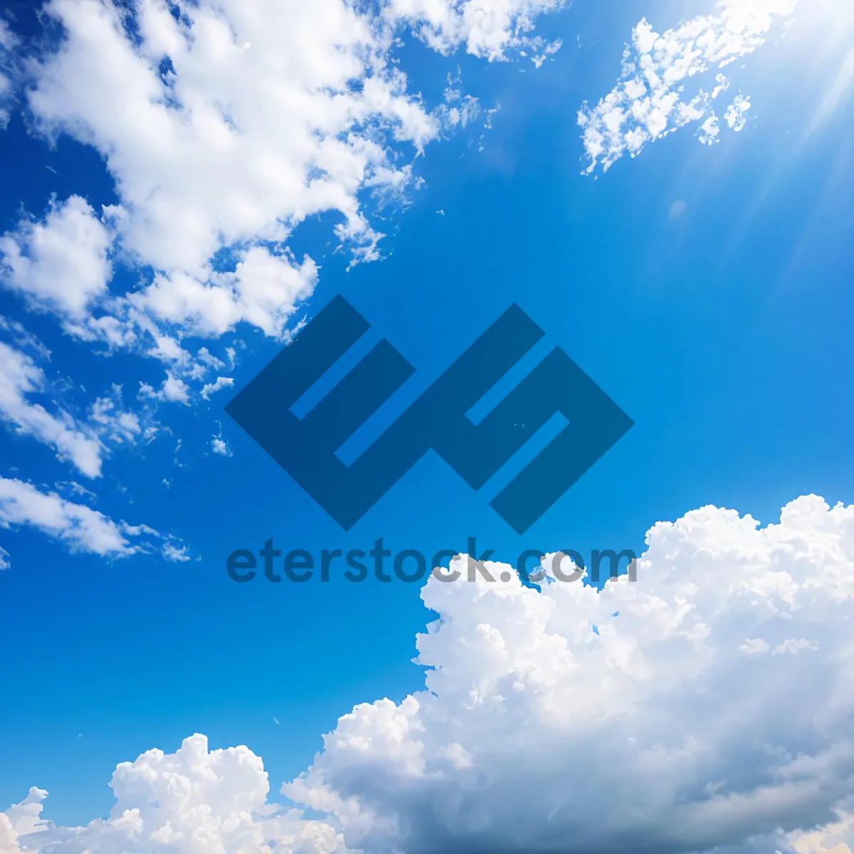 Picture of Vibrant Summer Sky with Fluffy Clouds