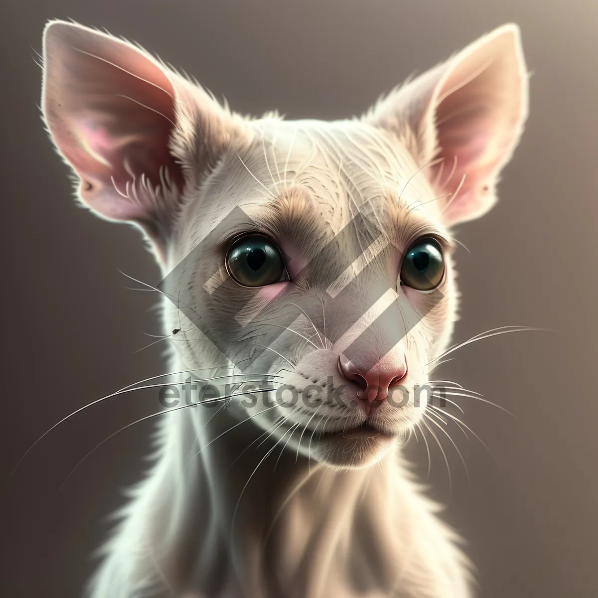 Picture of Furry White Kitten with Curious Eyes