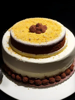 Delicious chocolate cake with cappuccino cup