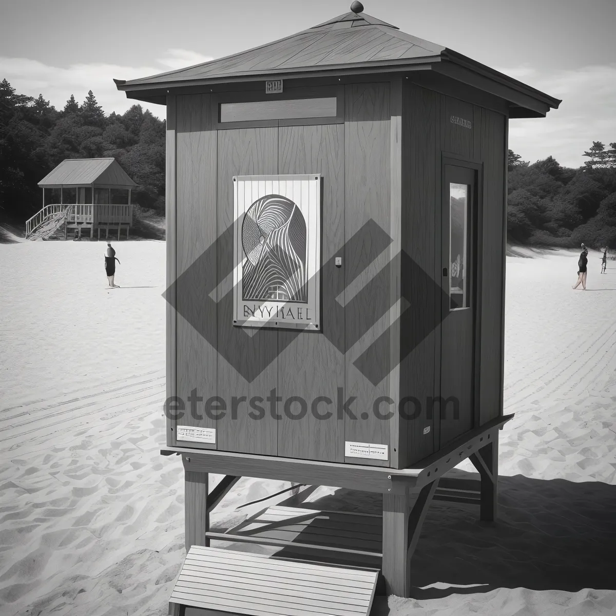 Picture of Modern Building with Pay Phone and Toilet