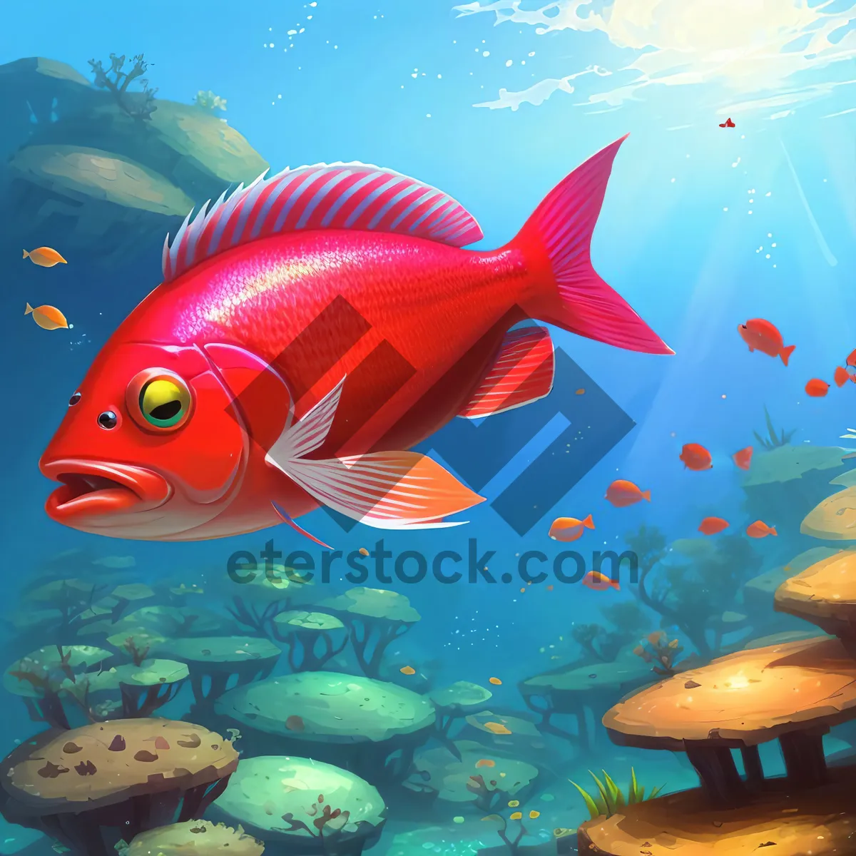 Picture of Colorful Goldfish Swimming in Aquarium