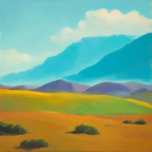 Serenity at Dusk: Sun-kissed Desert Horizon