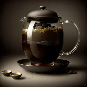 Traditional China Teapot - Hot Herbal Beverage in Glass Mug