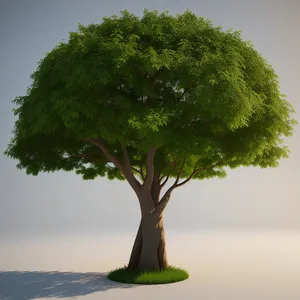 Serene Summer Landscape with Bonsai Tree by the Beach