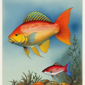 Vibrant Goldfish Swimming in Colorful Aquarium