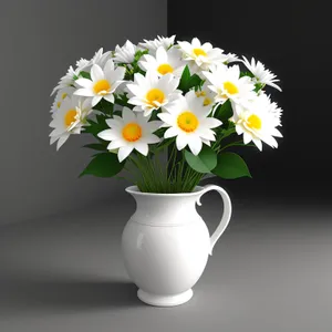 White Daisy Bouquet in Floral Vase