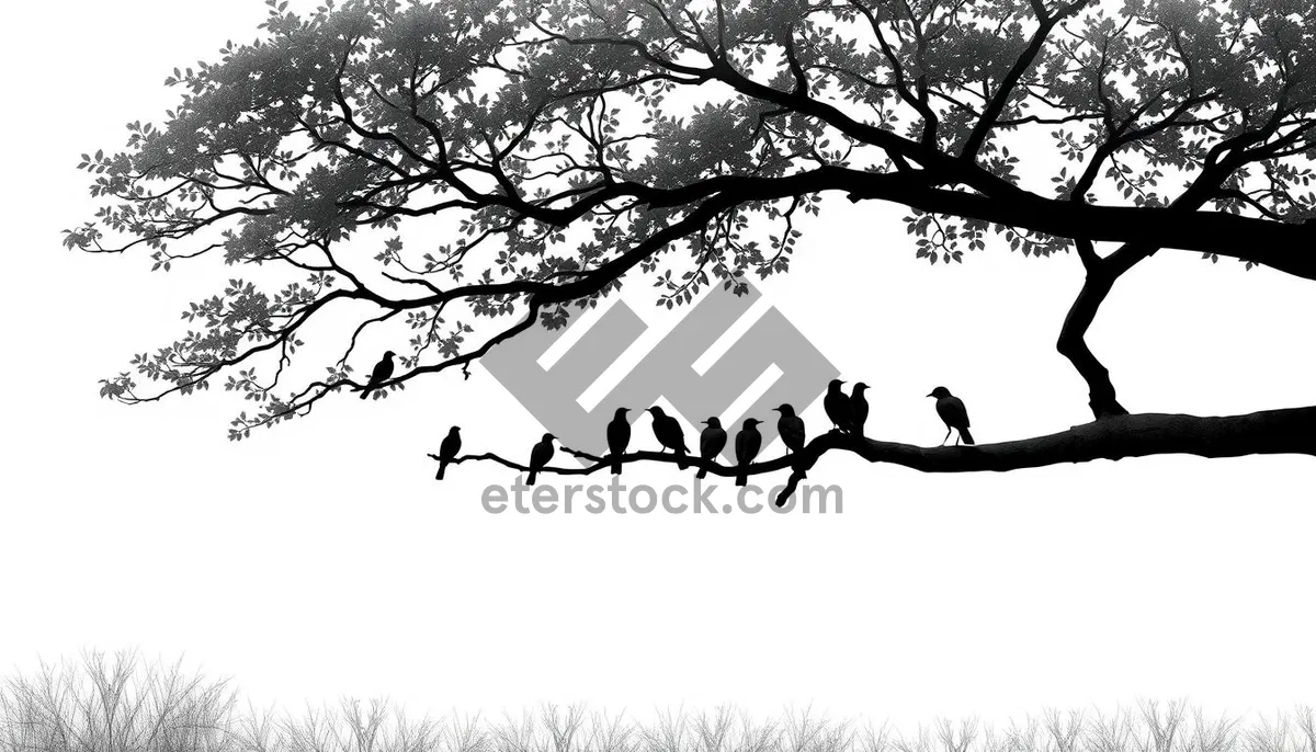 Picture of Black Oak Branch Silhouette Tree Design Tracing