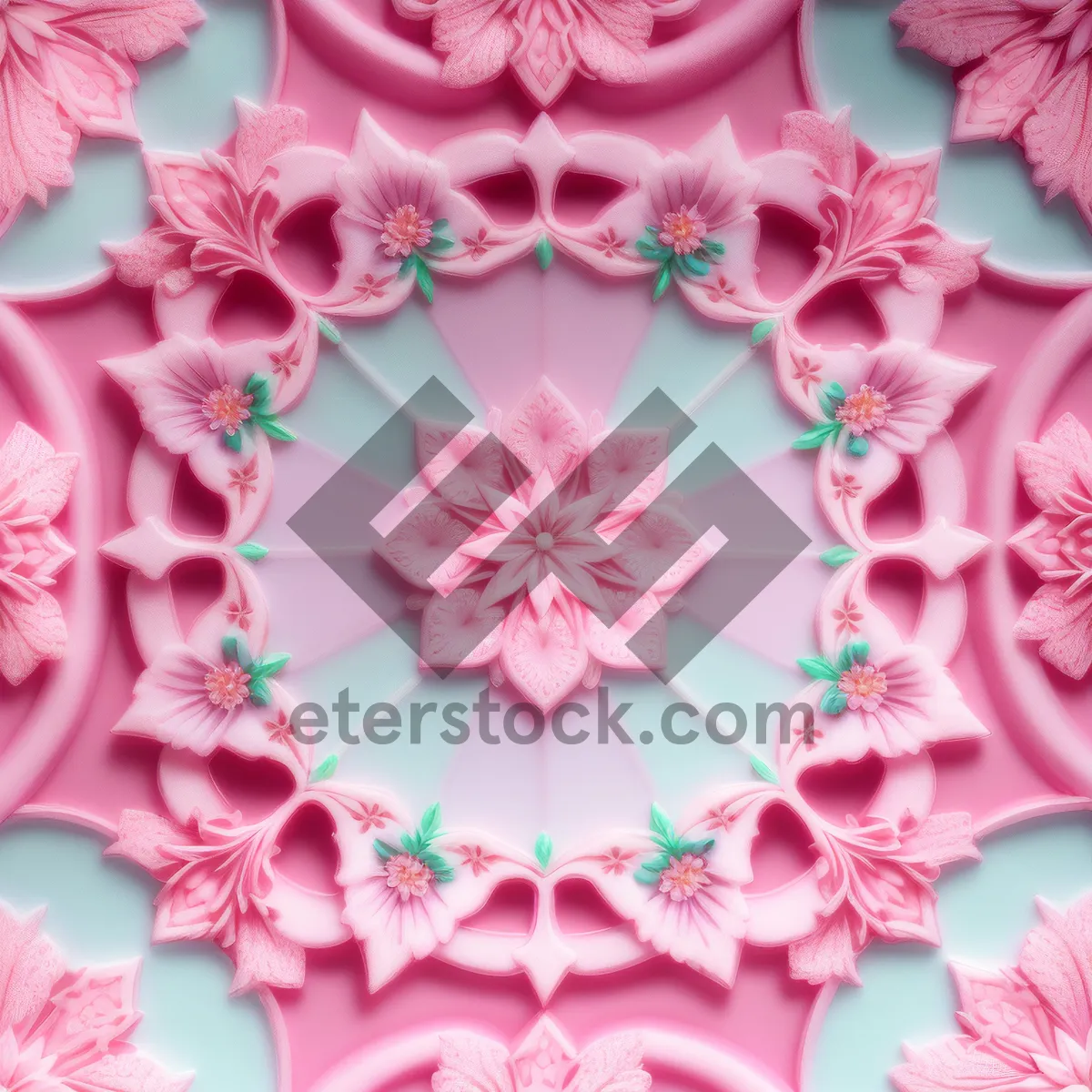 Picture of Floral Retro Pattern with Lotus Swirls