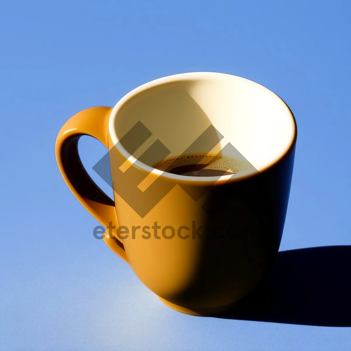 Picture of Steaming Coffee in Ceramic Cup on Breakfast Table