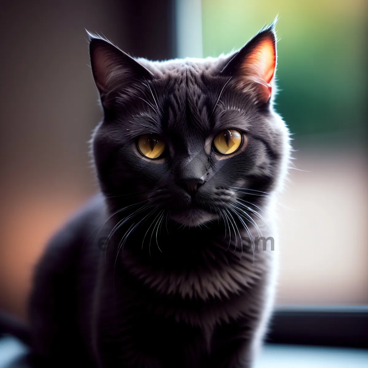 Picture of Fluffy Gray Kitten with Curious Eyes