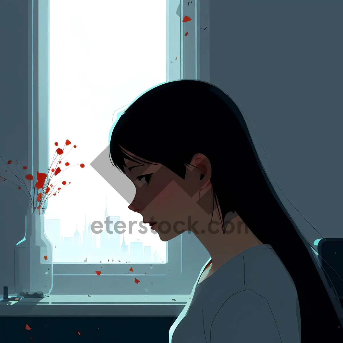 Picture of Smiling Businesswoman Working on Laptop at Home Office