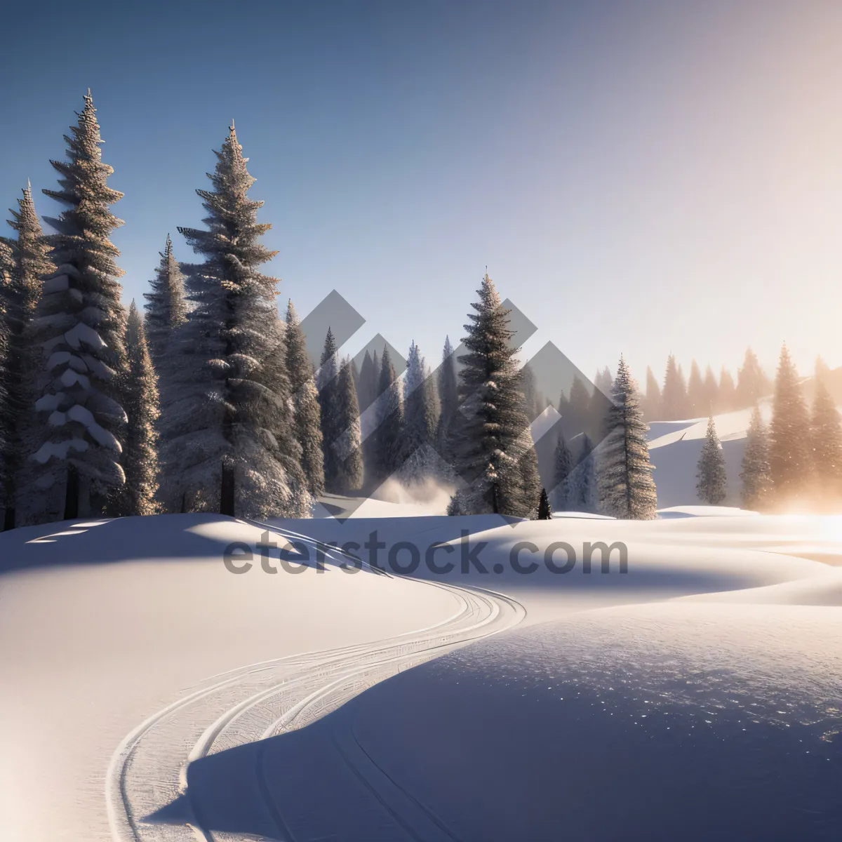 Picture of Majestic Alpine Beauty: Snowy Mountain Landscape in Winter