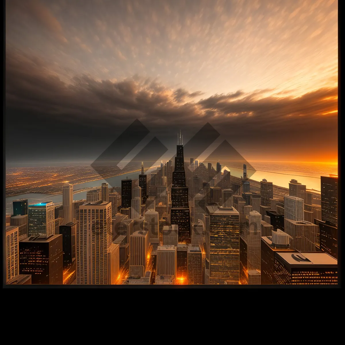 Picture of Cityscape at Dusk: Modern Skyscrapers Illuminated