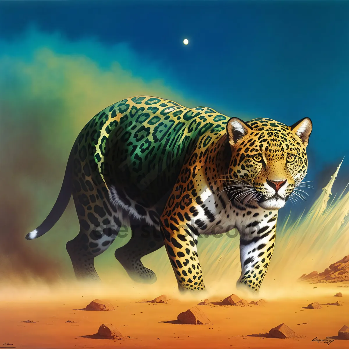 Picture of Striking Leopard: Majestic Predatory Wildcat in the Jungle