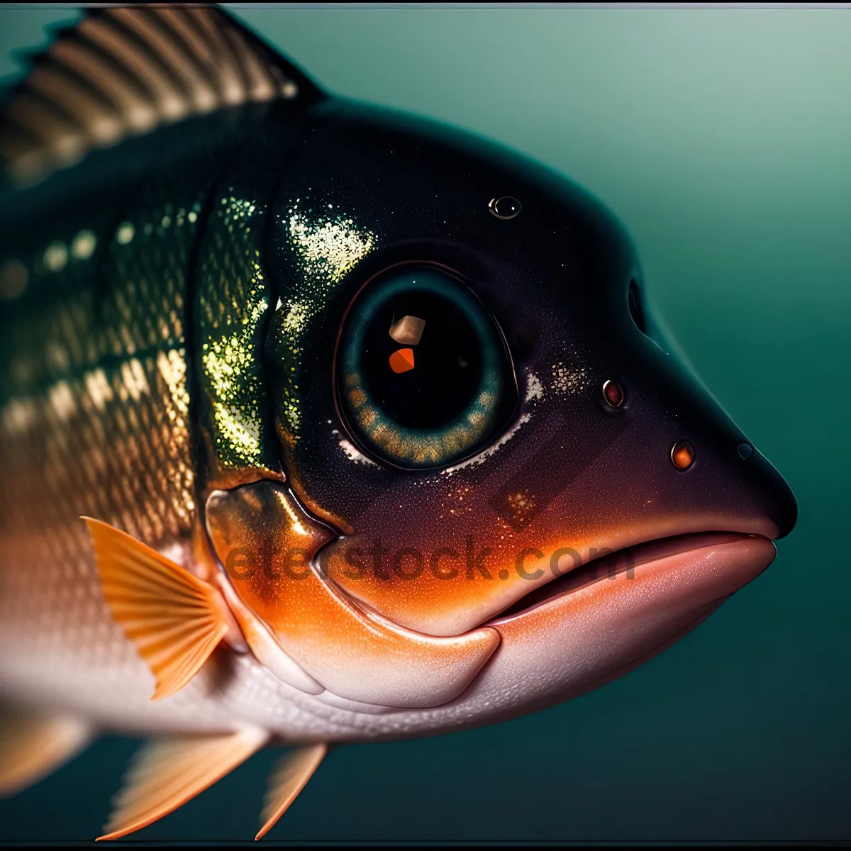 Picture of Colorful Tropical Aquarium Fish in Underwater Tank