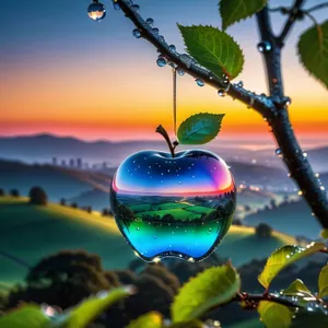 Fresh Organic Apple on Tree in Fruit Grove