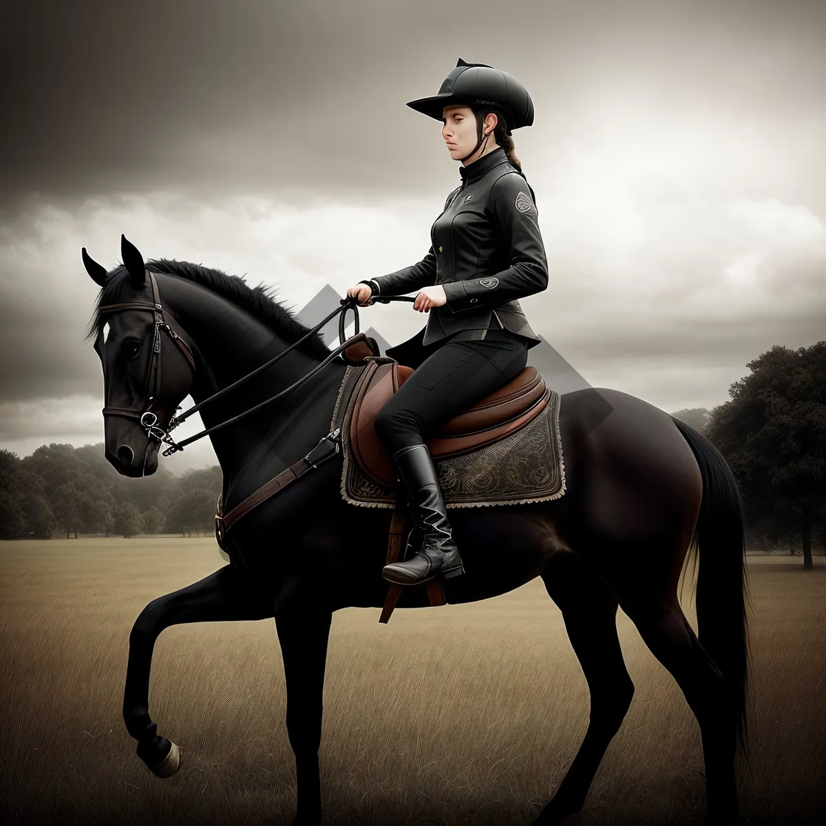 Picture of Sidesaddle Rider on Majestic Stallion - Equestrian Sport