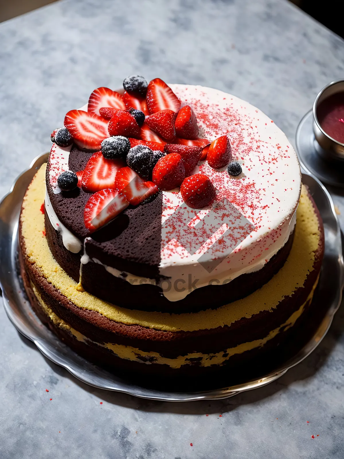 Picture of Delicious Berry Trifle with Sweet Cream and Chocolate