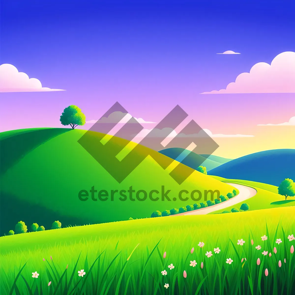 Picture of Vibrant countryside landscape under a clear sky.