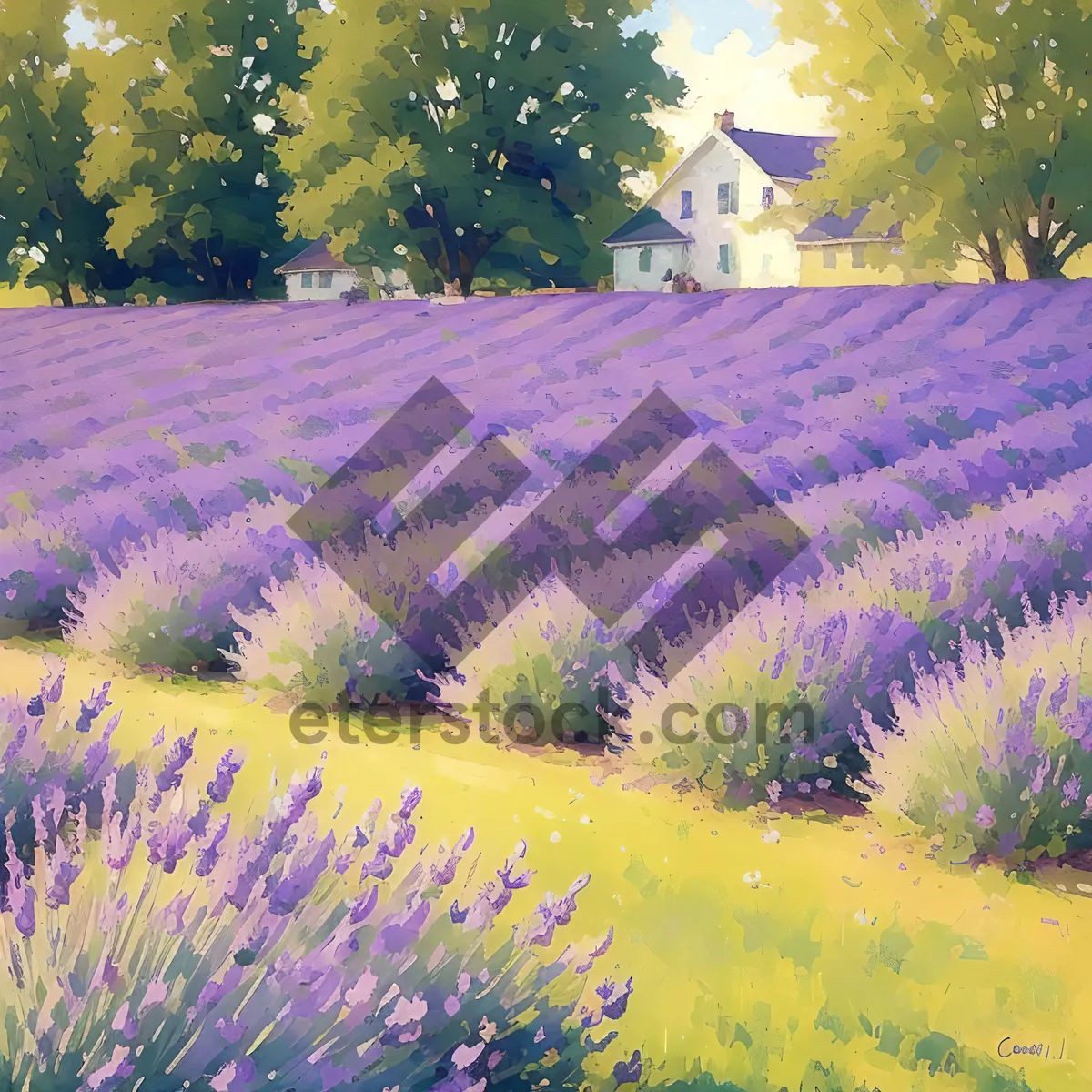 Picture of Lavender Blooms: A Purple Flower Pattern Wallpaper