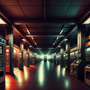 Modern Urban Train Station Interior with Turnstiles