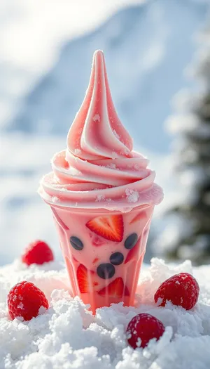 Delicious Strawberry Ice Cream Cone