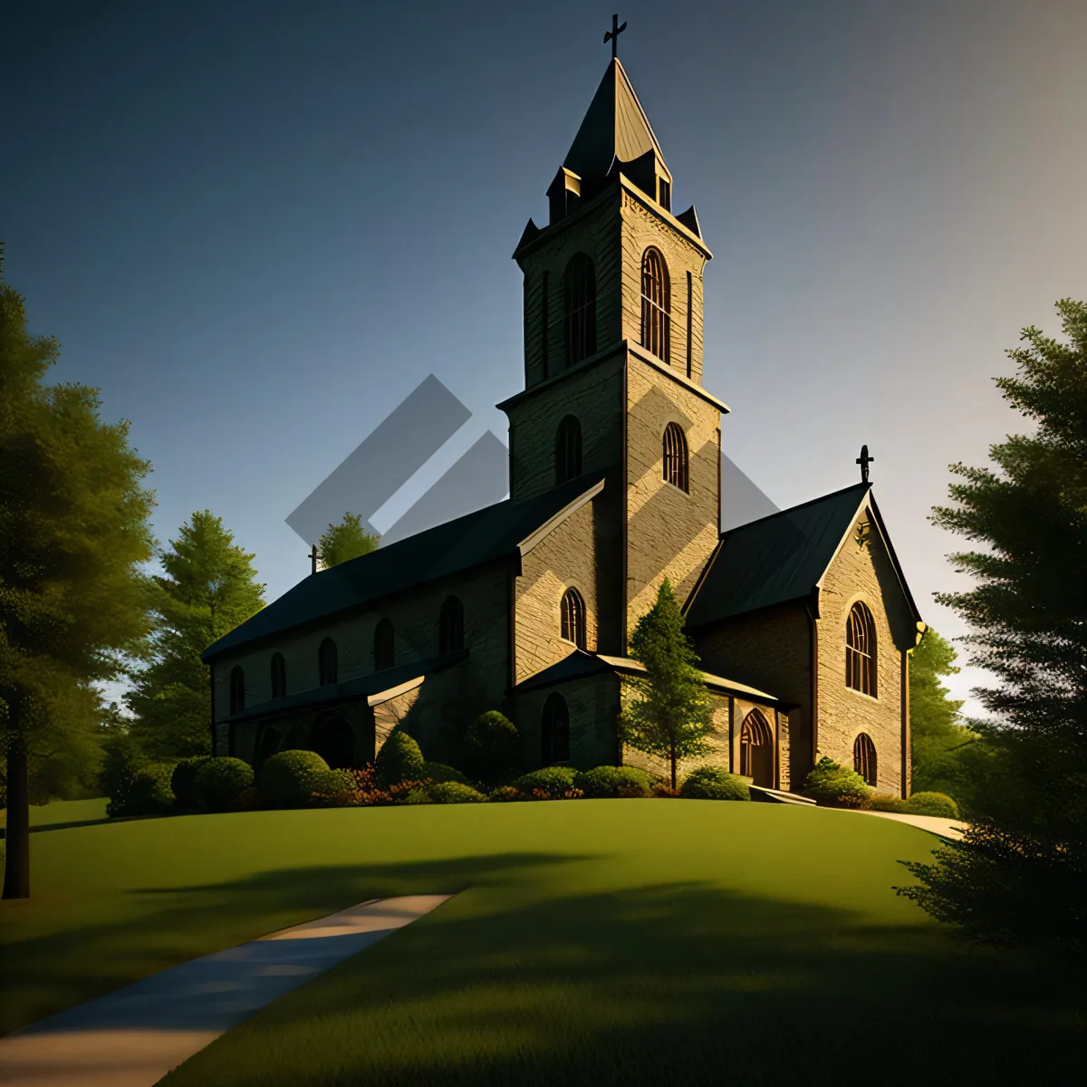 Picture of Skyward Serenity: Ancient Cathedral Towers in the City